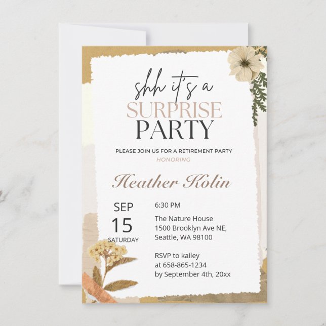 Rustic Wild Flowers Photo Retirement Card Online  (Front)