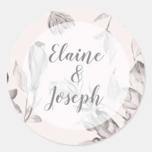 Rustic Wild Flowers Wedding Classic Round Sticker