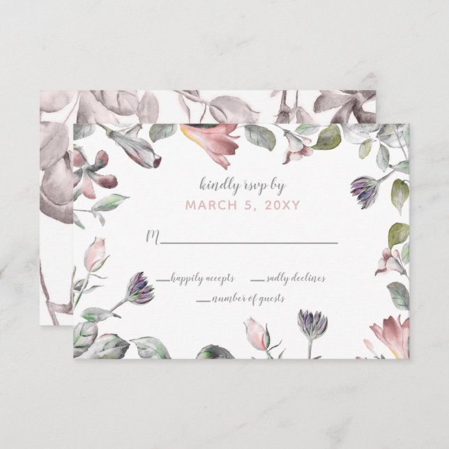 Rustic Wild Flowers Wedding Invitation (Front/Back)