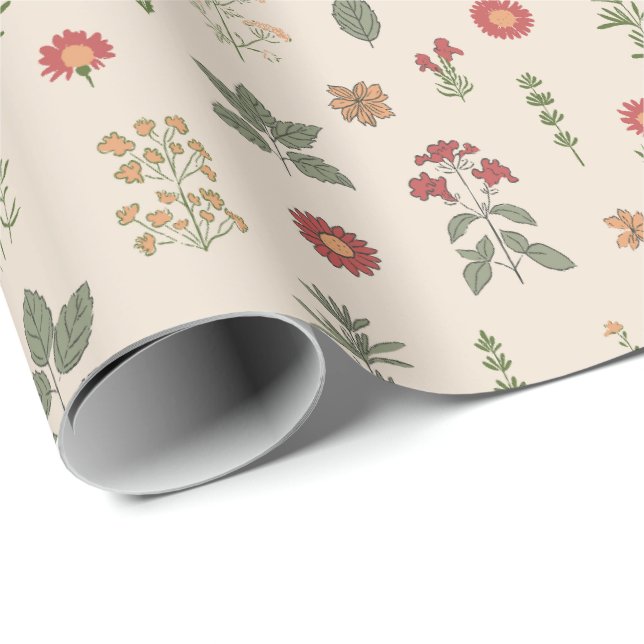Rustic Wild Herbs | Botanical Vintage Herbal Wrapping Paper (Roll Corner)
