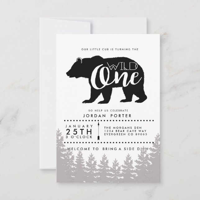 Rustic Wild One | Birthday Party Invite (Front)