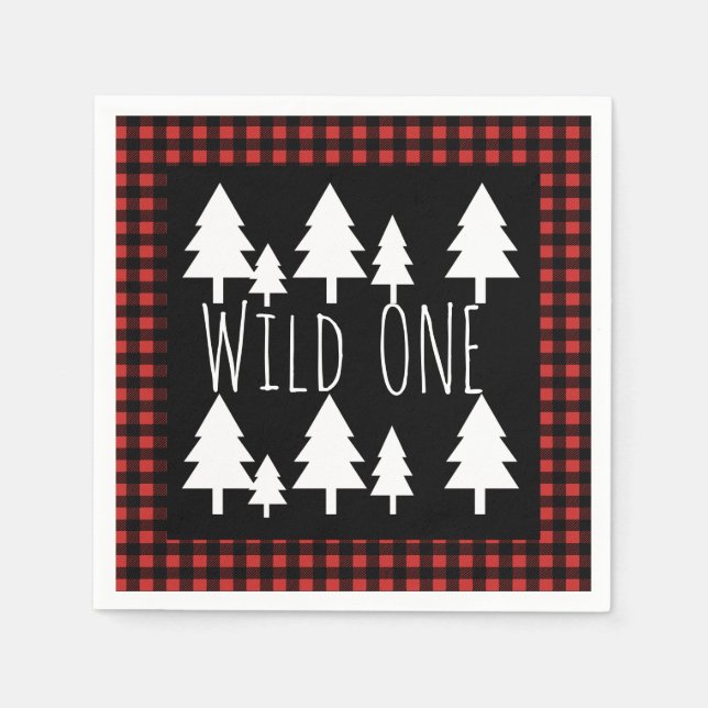 Rustic Wild One Buffalo Check Plaid Napkin (Front)