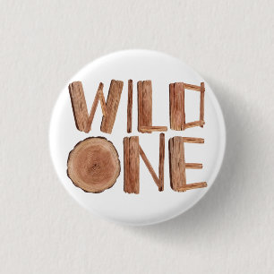 Rustic Wild One Wooden 1st Birthday   3 Cm Round Badge