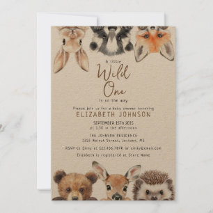 Rustic Wild One Woodland Animals Baby Shower Invitation