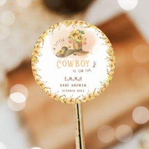 Rustic Wild West Boy Shower Classic Round Sticker