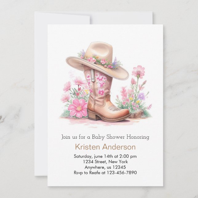 Rustic Wild West Cowgirl Baby Shower Invitation (Front)