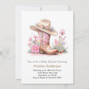 Rustic Wild West Cowgirl Baby Shower Invitation