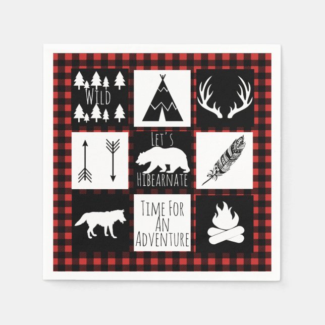 Rustic Wilderness & Animals Lumberjack Plaid Napkin (Front)