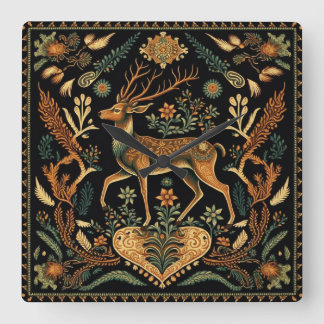 Rustic Wilderness Deer Square Wall Clock