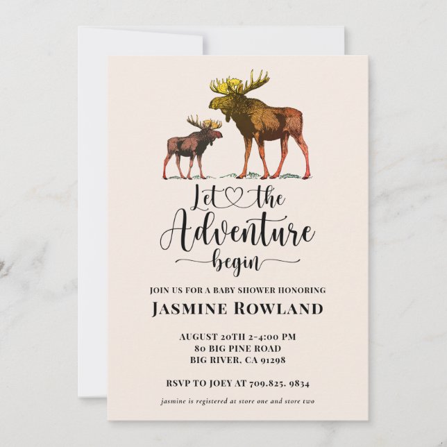 Rustic Wilderness Moose Baby Boy Shower Invitation (Front)