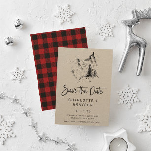 Rustic Wilderness   Mountain Plaid Save the Date  Invitation