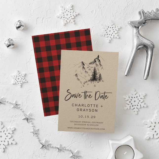 Rustic Wilderness | Mountain Plaid Save the Date  Invitation (Creator Uploaded)