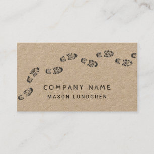 Rustic wilderness outdoor guide boot prints business card