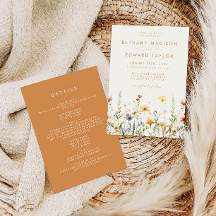Rustic Wildflower All-in-One Wedding Invitation