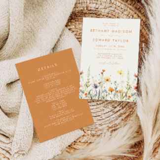 Rustic Wildflower All-in-One Wedding Invitation