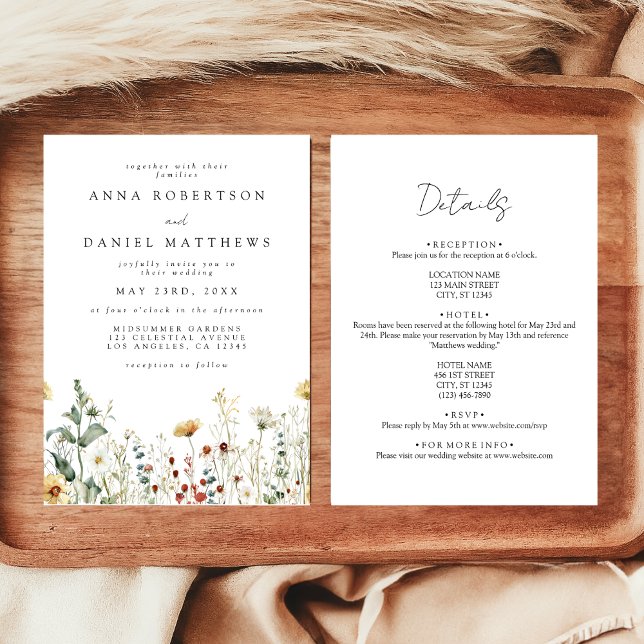 Rustic Wildflower All in One Wedding Invitation (Creator Uploaded)