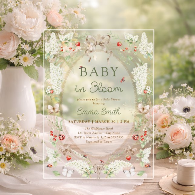 Rustic Wildflower Baby in Bloom Baby Shower  Acrylic Invitations (Creator Uploaded)