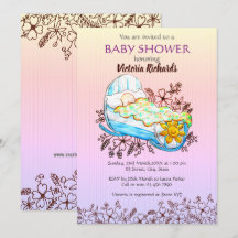 Rustic Wildflower Baby in Cradle Baby Shower