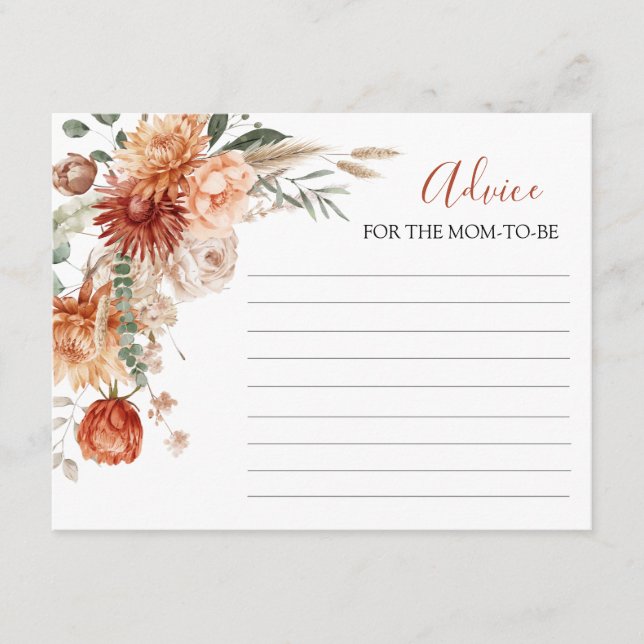 Rustic Wildflower Baby Shower Advice For Mummy Enclosure Card (Front)