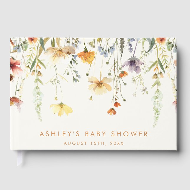 Rustic Wildflower Baby Shower Guest Book (Front)