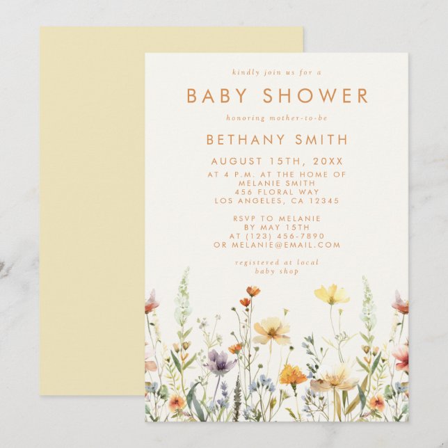 Rustic Wildflower Baby Shower Invitation (Front/Back)