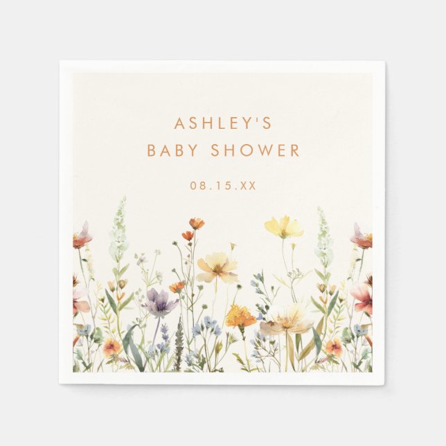 Rustic Wildflower Baby Shower Napkins (Front)