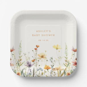Rustic Wildflower Baby Shower Paper Plates