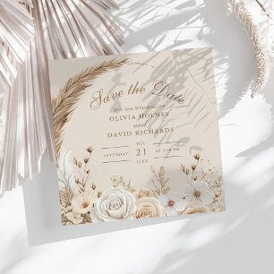Rustic Wildflower Beige Save the Date