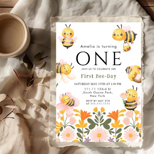 Rustic Wildflower Boho First Bee Day Invitation (Creator Uploaded)