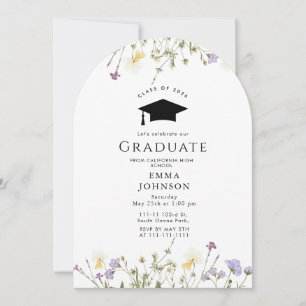 Rustic Wildflower Boho Graduation Party Invitation