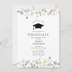Rustic Wildflower Boho Graduation Party Invitation