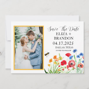 Rustic Wildflower Boho Watercolor Floral Photo   Save The Date