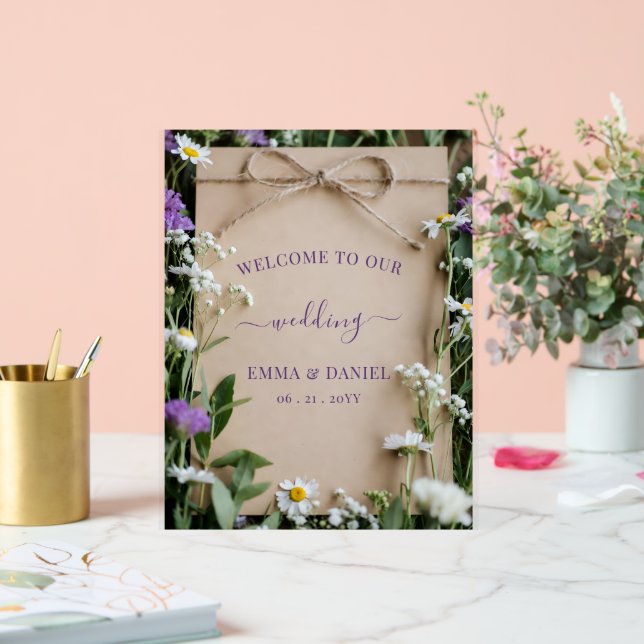 Rustic Wildflower Botanical Wedding Welcome sign (Wedding)