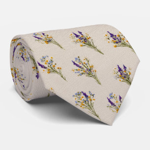 Rustic Wildflower Bouquet Personalised Wedding Tie