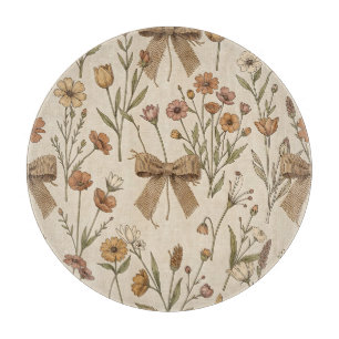 Rustic Wildflower Bouquet with Burlap Bows Vintage Cutting Board