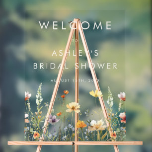 Rustic Wildflower Bridal Shower Acrylic Sign