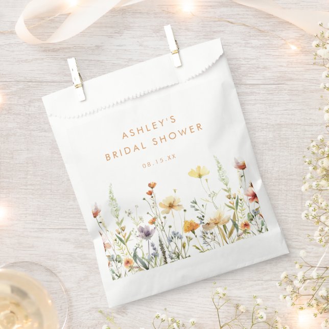 Rustic Wildflower Bridal Shower Favour Bags (Clipped)