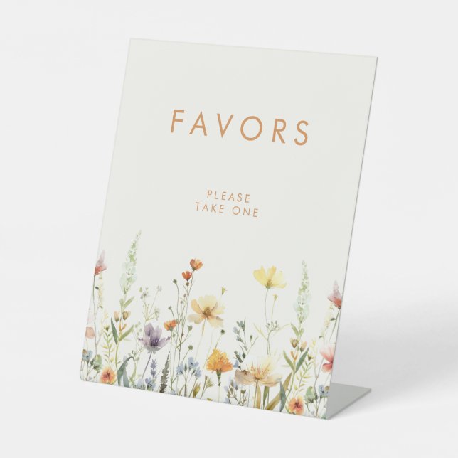 Rustic Wildflower Bridal Shower Favours Pedestal Sign (Front)