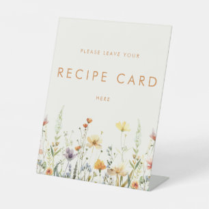 Rustic Wildflower Bridal Shower Recipe Card Pedestal Sign