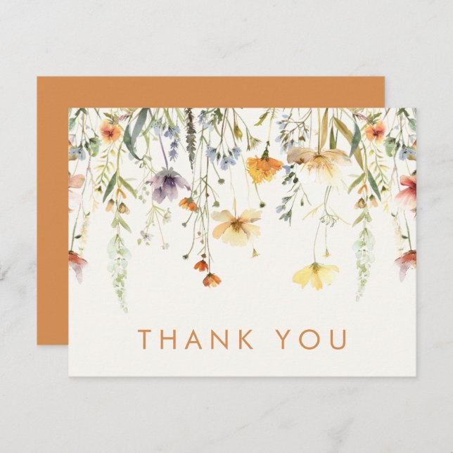 Rustic Wildflower Bridal Shower Thank You Card (Front/Back)