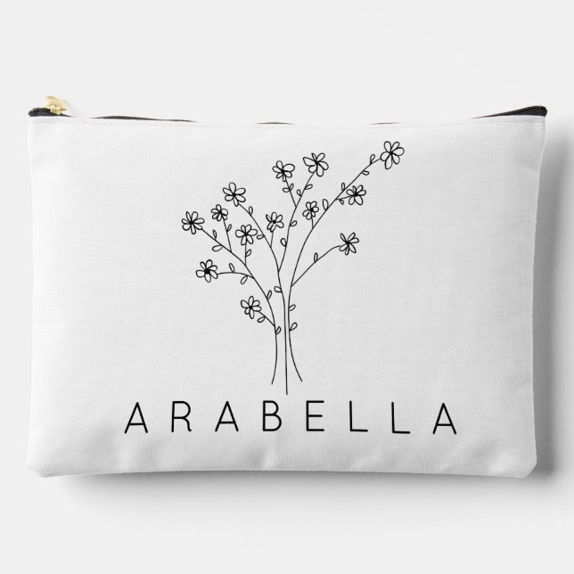 Rustic Wildflower Bridesmaid Name  Accessory Pouch (Front)