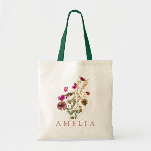 Rustic Wildflower Bridesmaid Name Tote Bag