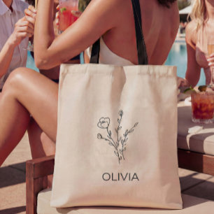Rustic Wildflower Bridesmaid Name Tote Bag