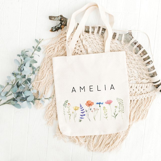 Rustic Wildflower Bridesmaid Name  Tote Bag (Creator Uploaded)