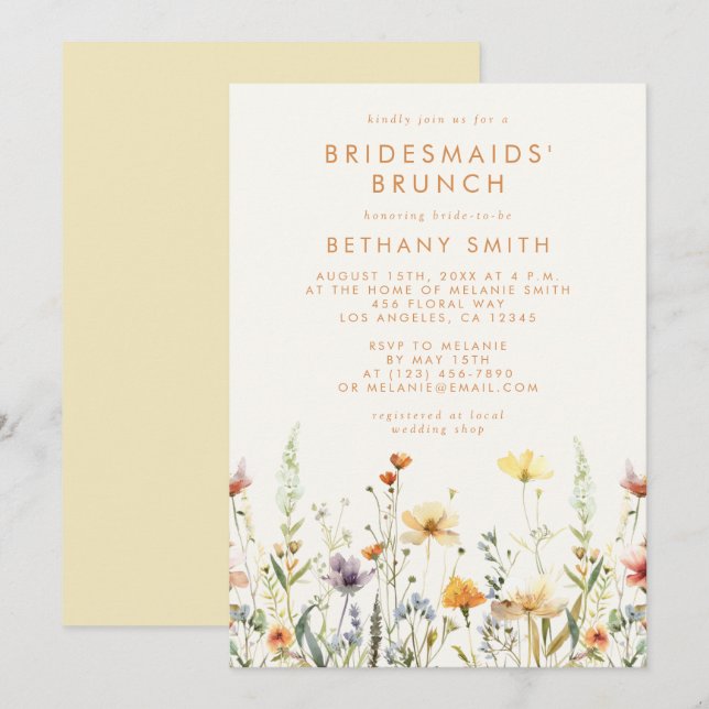 Rustic Wildflower Bridesmaids' Brunch Invitation (Front/Back)