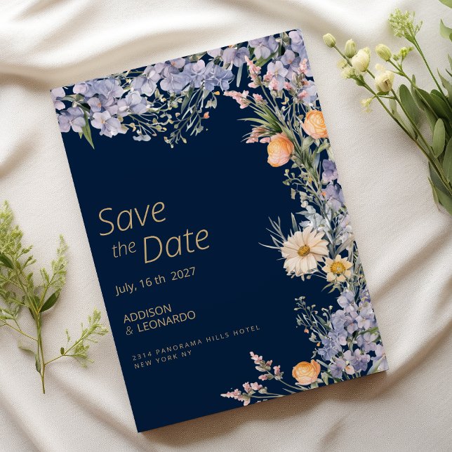 Rustic wildflower country flowers Save the Date  Invitation (Rustic wildflower country flowers Save the Date)