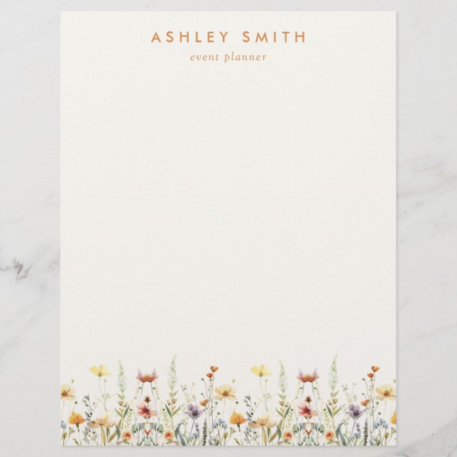 Rustic Wildflower Custom Letterhead (Front)