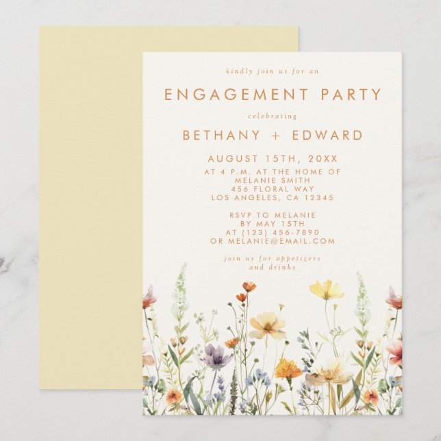 Rustic Wildflower Engagement Party Invitation (Front/Back)