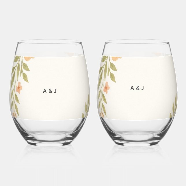 Rustic Wildflower Etched Wedding Glass (Front)