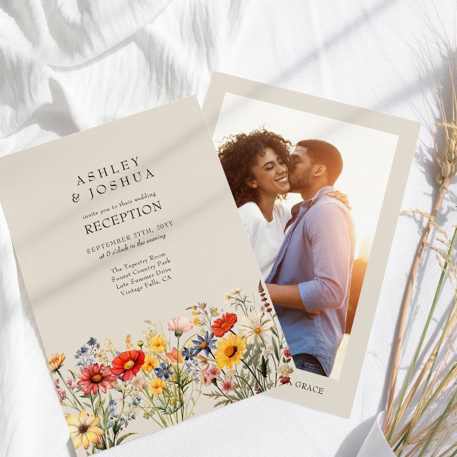Rustic Wildflower Floral Photo Wedding Reception Invitation (Photo Wedding Reception Only Invitation from my Rustic Wildflower Wedding Collection
)